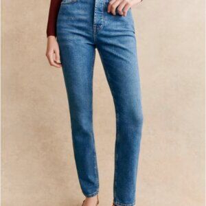 Sezane Brut Sexy Denim Blue Cotton Ankle Jeans Straight Medium High Waisted 26